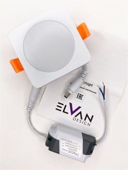 Встраиваемый светодиодный светильник Elvan VLS-109SQ-7W-WW-Wh