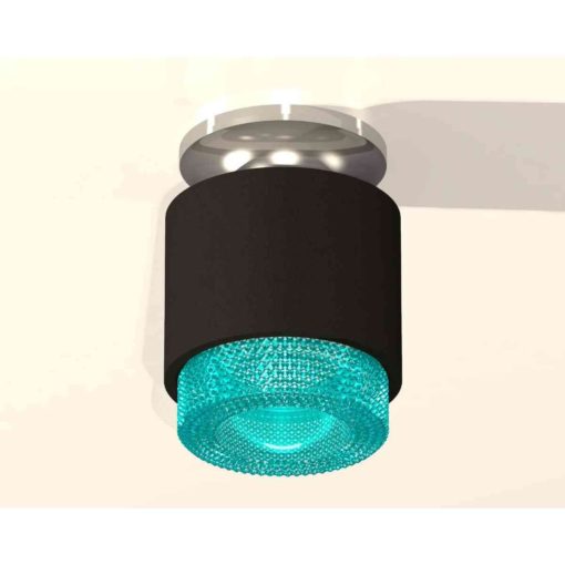 Комплект накладного светильника Ambrella light Techno Spot XS7511082 SBK/PSL/BL черный песок/серебро полированное/голубой (N7927, C7511, N7194)